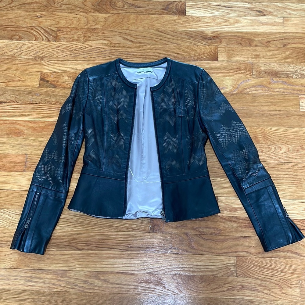 Leather Jacket Perforated Black